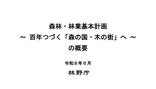 森林・林業基本計画 百年つづく「森の国・木の街」への概要 サムネイル画像